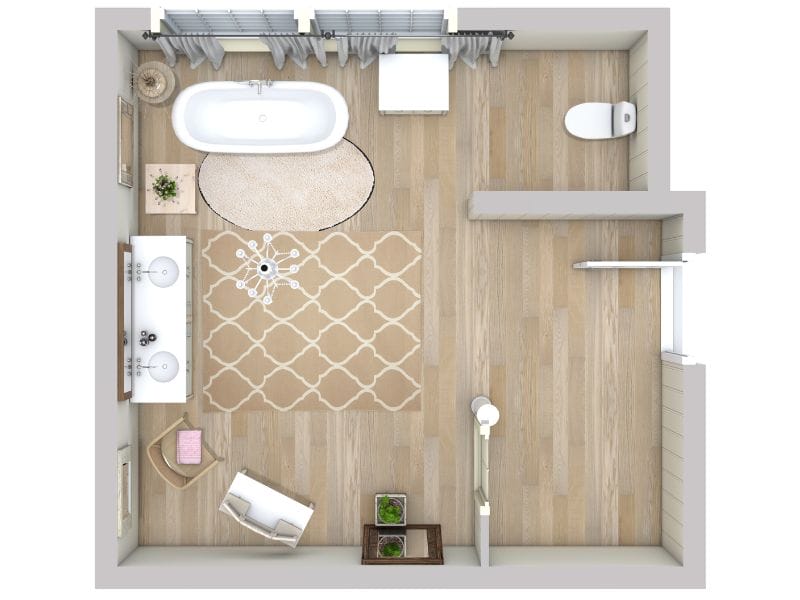 Shabby-chic bathroom floor plan