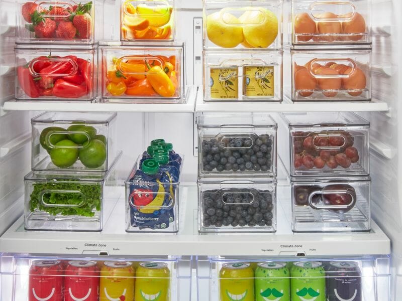 organized fridge for small kitchen