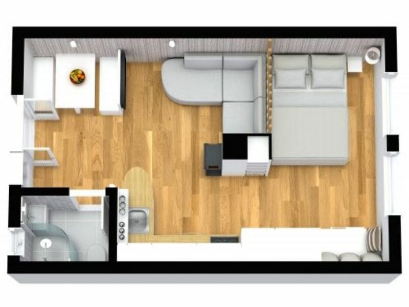 Studio apartment 3d floor plan