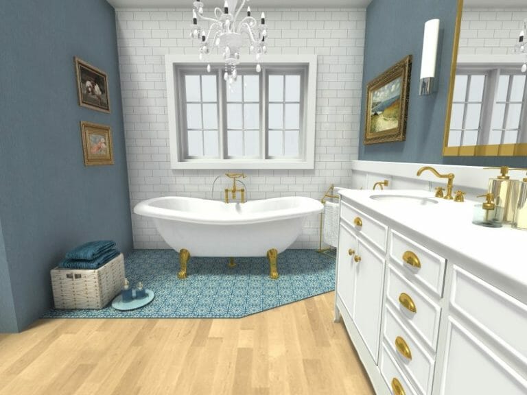 Traditional Bathroom 3D Photo Deeper Shades Blue