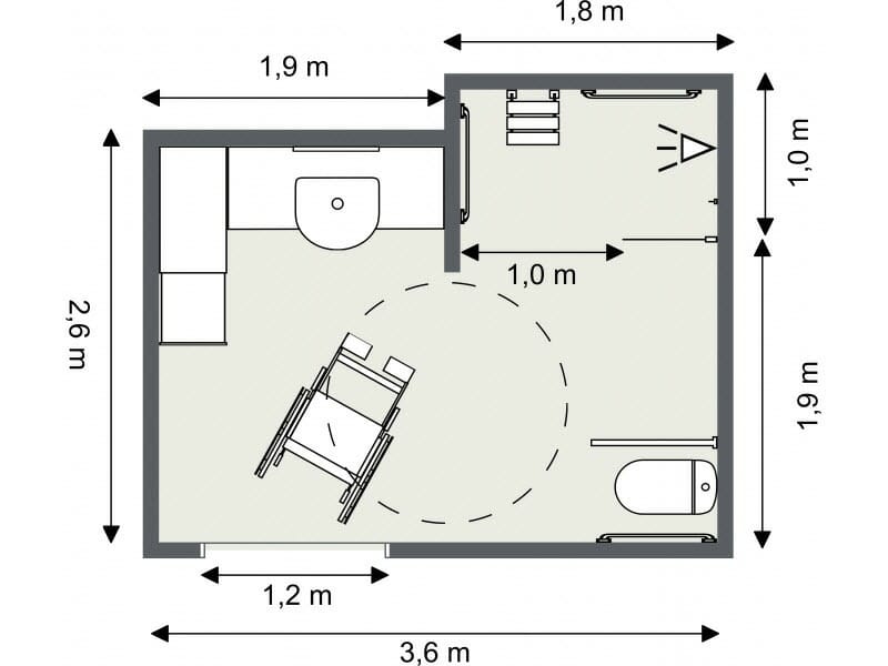 Wheelchair accessible bathroom 2d floor plan